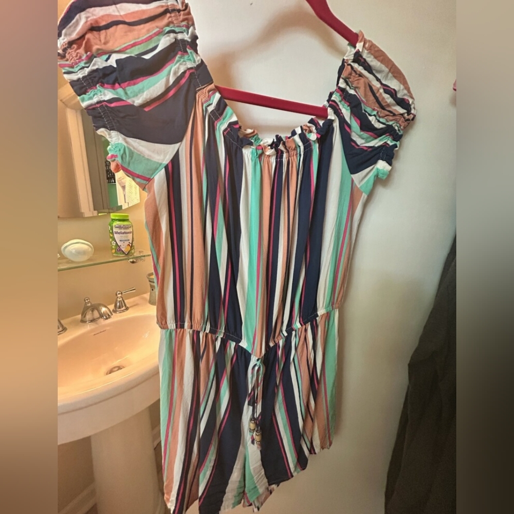 Striped Off-shoulder Romper